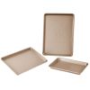 Baking Pans Set, 3-Piece, Nonstick Carbon Steel Cookware Sheets & Trays, Stackable Kitchen Oven Bakeware Cooking Sets with Silicone Handles