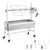 Rotisserie Grill, 38W BBQ Outdoor Pig & Lamb Spit Roaster, Charcoal Spit Roaster with 132 LBS Capacity, Wheels & 7-Level Height