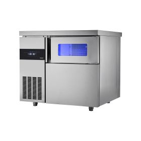 Commercial Ice Maker Machine, 265 lbs/24H Stainless Steel Ice Machine with Worktop, 66 lbs Storage & 126 Cubes/Cycle
