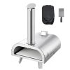 Pizza Oven Outdoor, 12" Pellet Pizza Oven, Portable Pizza-Stove with Built-in Thermometer, Wood Fired Stainless Steel Pizza-Maker, for Backyard