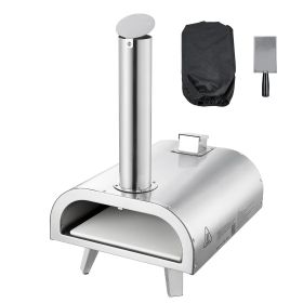 Pizza Oven Outdoor, 12" Pellet Pizza Oven, Portable Pizza-Stove with Built-in Thermometer, Wood Fired Stainless Steel Pizza-Maker, for Backyard