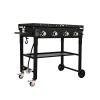 Commercial Griddle on Cart, 36" Heavy Duty Manual Flat Top Griddle, Outdoor Cooking Station with Side Shelves, Steel Propane Gas Griddle