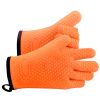Silicone Smoker Oven Gloves, Non-Slip Heat Resident BBQ Grill Gloves with Fingers, Waterproof & Hangable Design, Easy to Clean & Store, for Grilling