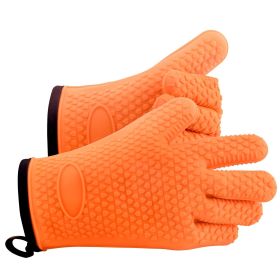 Silicone Smoker Oven Gloves, Non-Slip Heat Resident BBQ Grill Gloves with Fingers, Waterproof & Hangable Design, Easy to Clean & Store, for Grilling
