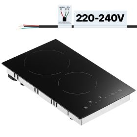 Built in Electric Stove Top, 20 x 11.6 inch 2 Burners, 240V Glass Radiant Cooktop with Sensor Touch Control, Timer & Child Lock Included