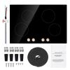 Induction Cooktop, 6600W Electric Countertop Burner, 4 Burner Knob Control Stove, Built-in Induction Cooktop with 12 Temperature Settings