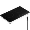 Electric Cooktop, 24 inch 2 Burners Built-in Electric Stove Top, 1800W Ceramic Top Radiant Cooktop with Glass Panel, Touch Control, Timer, Child Lock