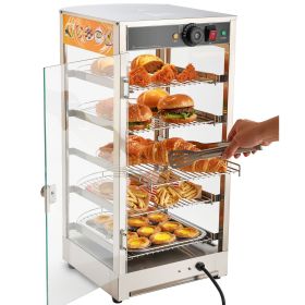 5-Tier Commercial Food Warmer Display, 800W Food Display Warmer with LED Light, Adjustable Shelf and Stainless Steel Frame, 86-185 F Air Heating