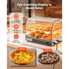 2-Tier Commercial Food Warmer Display, 450W Food Display Warmer with Light, Detachable Shelves and Double-Sided Door Design, 85-185 F Air Heating