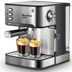 PlumChef Espresso Machine 20 Bar Professional Compact Homehold Coffee Espresso Maker with Milk Frother Steam Wand 54oz Water Tank Low Noise and Fast C