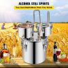 Moonshine Still Stainless Steel Water Alcohol Distiller Copper Tube With Circulating Pump Home Brewing Kit Build-in Thermometer for DIY Whisky Wine Br