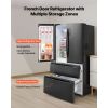 French Door Refrigerator, 18.9 Cu. Ft. Kitchen Fridge, Counter Depth French Refrigerator with LED Display and 4 Casters