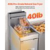 Commercial Deep Fryer, 3-Burner Fryer for Restaurants, Stainless Steel Floor Standing Deep Fryers with Dual Baskets and Adjustable Temperature