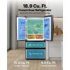 French Door Refrigerator, 18.9 Cu. Ft. Kitchen Fridge, Counter Depth French Refrigerator with LED Display and 4 Casters