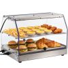 2-Tier Commercial Food Warmer Display, 450W Food Display Warmer with Light, Detachable Shelves and Double-Sided Door Design, 85-185 F Air Heating