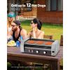 Hot Dog Roller, 12 Hot Dog 5 Rollers, Stainless Steel Sausage Grill Cooker, 750W Hot Dog Machine with Dual Temp Control, Removable Oil Drip Tray