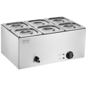 VEVOR Commercial Electric Food Warmer 6-Pan Countertop Buffet 14.3QT Bain Marie