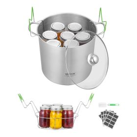 VEVOR 21 QT Canning Pot with Rack and Lid, Stainless Steel Waterbath Canner with Dual Handle and Glass Lid, Compatible with All Cooktops: Induction