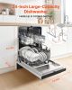 VEVOR 24 Inch Built-In Dishwasher, Stainless Steel Tub, 14 Place Settings and 8 Washing Programs