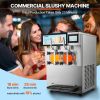 Commercial Slushy Machine, 2 x 12L / 3.17 Gal Double Tanks, Cool and Freeze Modes, Stainless Steel Margarita Smoothie Frozen Drink Maker