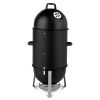 Vertical Steel Charcoal Smoker, Heavy Duty Three Layer Round BBQ Grill Smokey Mountain Cooker for Outdoor Cooking, Black