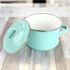 Small 1-Quart Turquoise Enameled Steel Dutch Oven with Lid