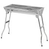 28" Stainless Steel Charcoal Barbecue Grill Portable Folding for Shish Kabob Camping Silver