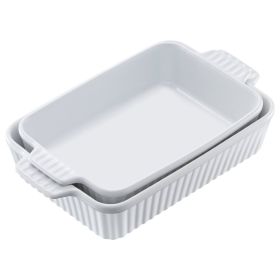 Ceramic Baking Dish, 7" x 11", Bakeware Set of 2, Rectangular Casserole Dish Set, Baking Pans with Handles, Oven Secure, Lasagna Pans Deep for Cooking