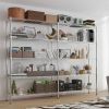 5 Tier Double Row Metal Display Shelf with Adjustable Feet Chrome Plated Iron Storage Rack Adjustable Height 147×35×180cm Freestanding Organizer for H