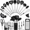 Kitchen Utensil Set-Silicone Cooking Utensils-33 Kitchen Gadgets Spoons for Nonstick Cookware-Silicone and Stainless Steel Spatula Set-Best Kitchen To