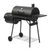 Barrel Charcoal Grill with Offset Smoker & Warming Rack, Outdoor BBQ Grill with 557 Sq. In. Grilling Space for Backyard Patio Parties, Black