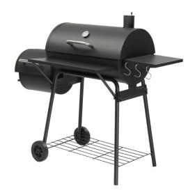Barrel Charcoal Grill with Offset Smoker & Warming Rack, Outdoor BBQ Grill with 557 Sq. In. Grilling Space for Backyard Patio Parties, Black