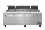 93" Stainless Steel Pizza Prep Table with Refrigerated Base, NSF & ETL Certified, R290 Refrigerant, Digital Temperature Control