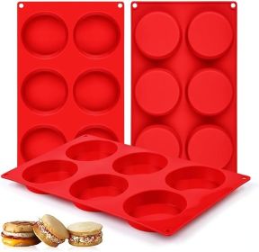 Muffin Top Pan, Silicone Egg Molds for Breakfast Sandwiches 3 Inch Round Silicone Baking Molds for Baking English Muffins, Whoopie Pies, Corn Bread