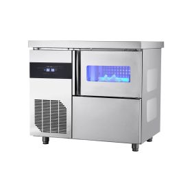 Commercial Ice Maker Machine, 132 lbs/24H Stainless Steel Ice Machine with Worktop, 30 lbs Storage & 70 Cubes/Cycle