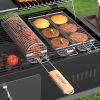 Rolling Grill Basket, Grill Baskets for Outdoor Grill, REMOVABLE HANDLE, Anti-Scorch Stainless Steel BBQ Net Tube for Meat, Shrimp, Vegetables