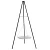 Campfire Tripod Grill, Adjustable Height BBQ Grill Grate for Cooking Over Fire, Firepit Cooking Rack, Black