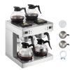 Commercial Drip Coffee Maker, 24 Cups Coffee-Maker Machine with 4 Glass Carafes and 4 Decanter Warmer Plates, Stainless Steel Dual-Head Coffee Brewer