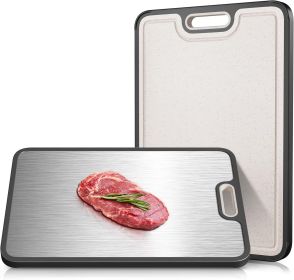 Double-sided titanium straw cutting board, 15 inches * 10 inches, kitchen cutting board, non-toxic cutting board, suitable for meat and vegetables