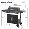 6 Burner BBQ Propane Gas Grill with Side Burner 59000 BTU Output Stainless Steel Barbecue Grill with Enamel-Coated Grates and Side Tables for Outdoor