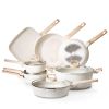19 Piece Pots and Pans Set Nonstick, Granite Cookware Set, Induction Cookwares, Kitchen RV Cooking Sets with Frying, Sauce, Saute, Tempered Glass Lids