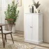 41" Kitchen Sideboard Cabinet with 5-Tier Shelving 12 Spice Racks Adjustable Shelves, White