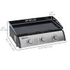 3 Burner Liquefied Gas Grill, Portable Tabletop BBQ Grill, for Camping, Picnic, Silver