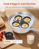 Egg Poacher Pan, 4-Cup Poached Egg Maker, Stainless Steel Poaching Pan and Frying Skillet, with 4 Nonsitck Detachable Large Cups, Lid