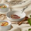 12 pcs Pots and Pans Set, Nonstick Kitchen Induction Cookware Suit with Detachable Handle, Dishwasher Oven Safe, Milky White