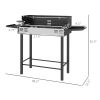 BBQ Rotisserie Charcoal Grill for Chicken Turkey with 3-Level Grate Storage Shelves Stainless Steel