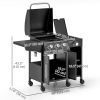 3 Burner Gas Grill with Side Burner, 9.5 KW Propane BBQ Grill, Cabinet Style with Shelves, Wheels, Instant Ignition