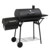 Barrel Charcoal Grill with Offset Smoker & Warming Rack, Outdoor BBQ Grill with 557 Sq. In. Grilling Space for Backyard Patio Parties, Black
