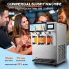 Commercial Slushy Machine, 2 x 12L / 3.17 Gal Double Tanks, Cool and Freeze Modes, Stainless Steel Margarita Smoothie Frozen Drink Maker