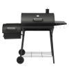 Barrel Charcoal Grill with Offset Smoker & Warming Rack, Outdoor BBQ Grill with 557 Sq. In. Grilling Space for Backyard Patio Parties, Black